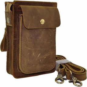 Le'aokuu Mens Genuine Leather Fanny Messenger Shoulder Satchel Waist Bag Pack