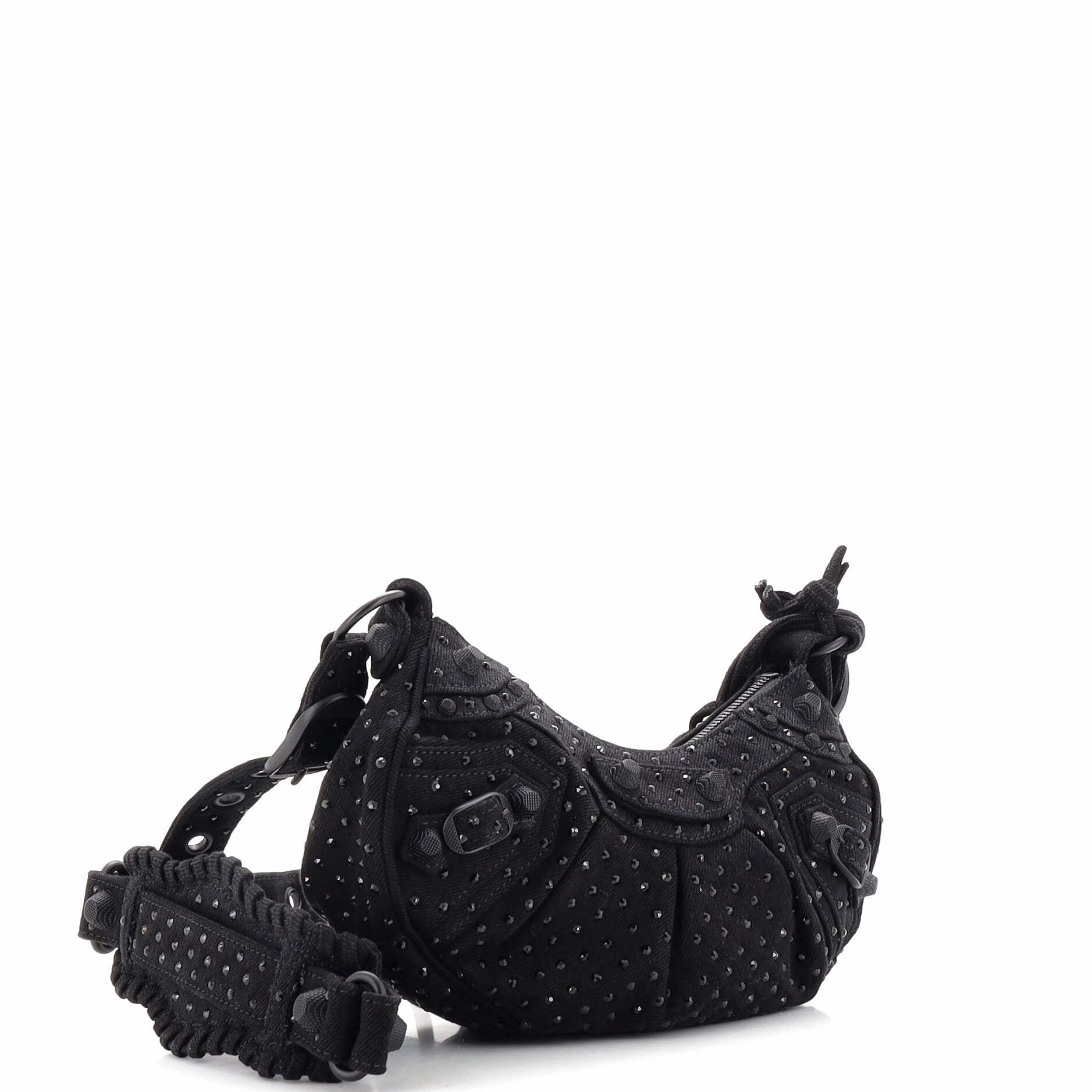 Le Cagole Giant Studs Shoulder Bag Rhinestones XS