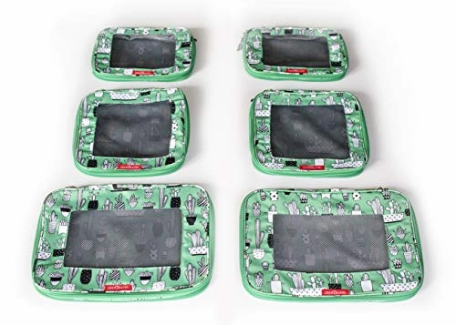 LeanTravel Compression Packing Cubes Luggage Organizers for Travel W/Double Zipper (6) Set (Green