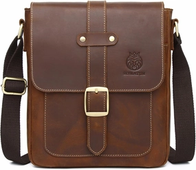 Leather Messenger Bag for Men Vintage Man Purse Mens Handbag Leather Crossbody Shoulder Bag for Work Travel