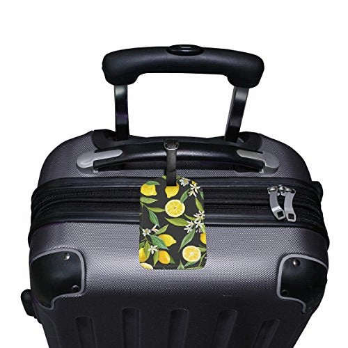 Lemon Flower Travel Leather Luggage Baggage Suitcases Tags Label Set of 2