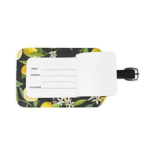 Lemon Flower Travel Leather Luggage Baggage Suitcases Tags Label Set of 2