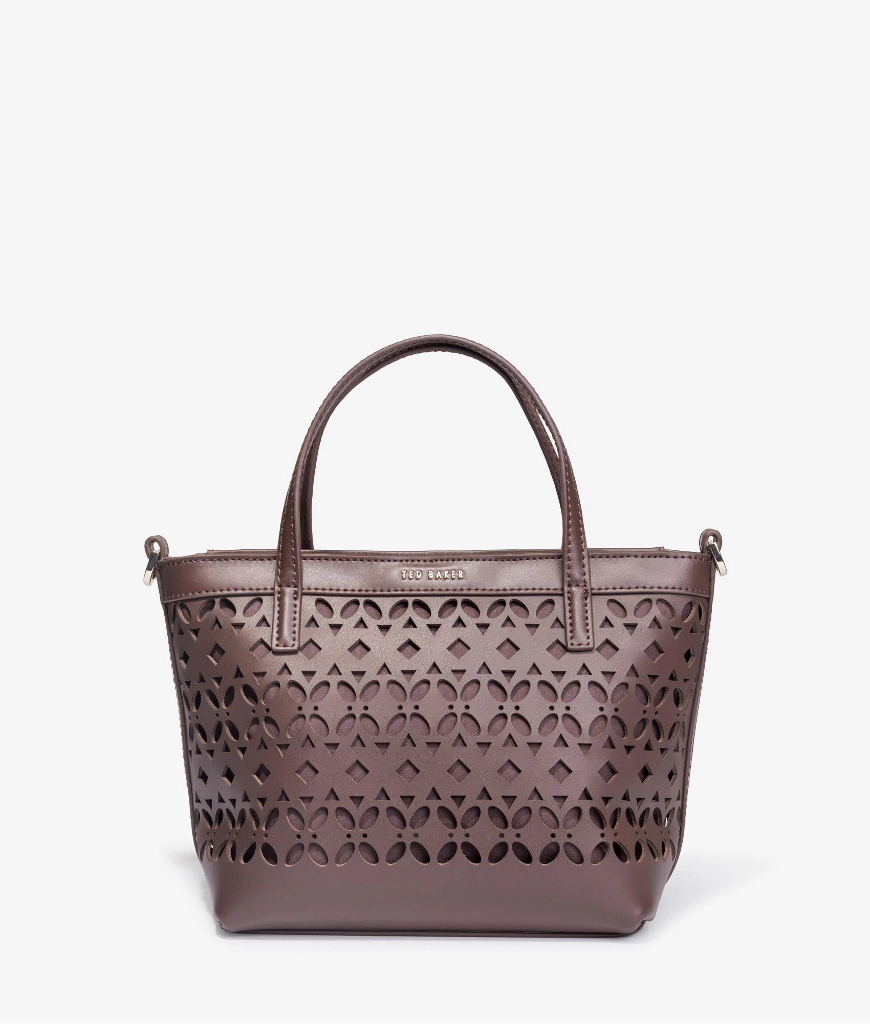 Lissann lazer cut mini shopper in dark brown