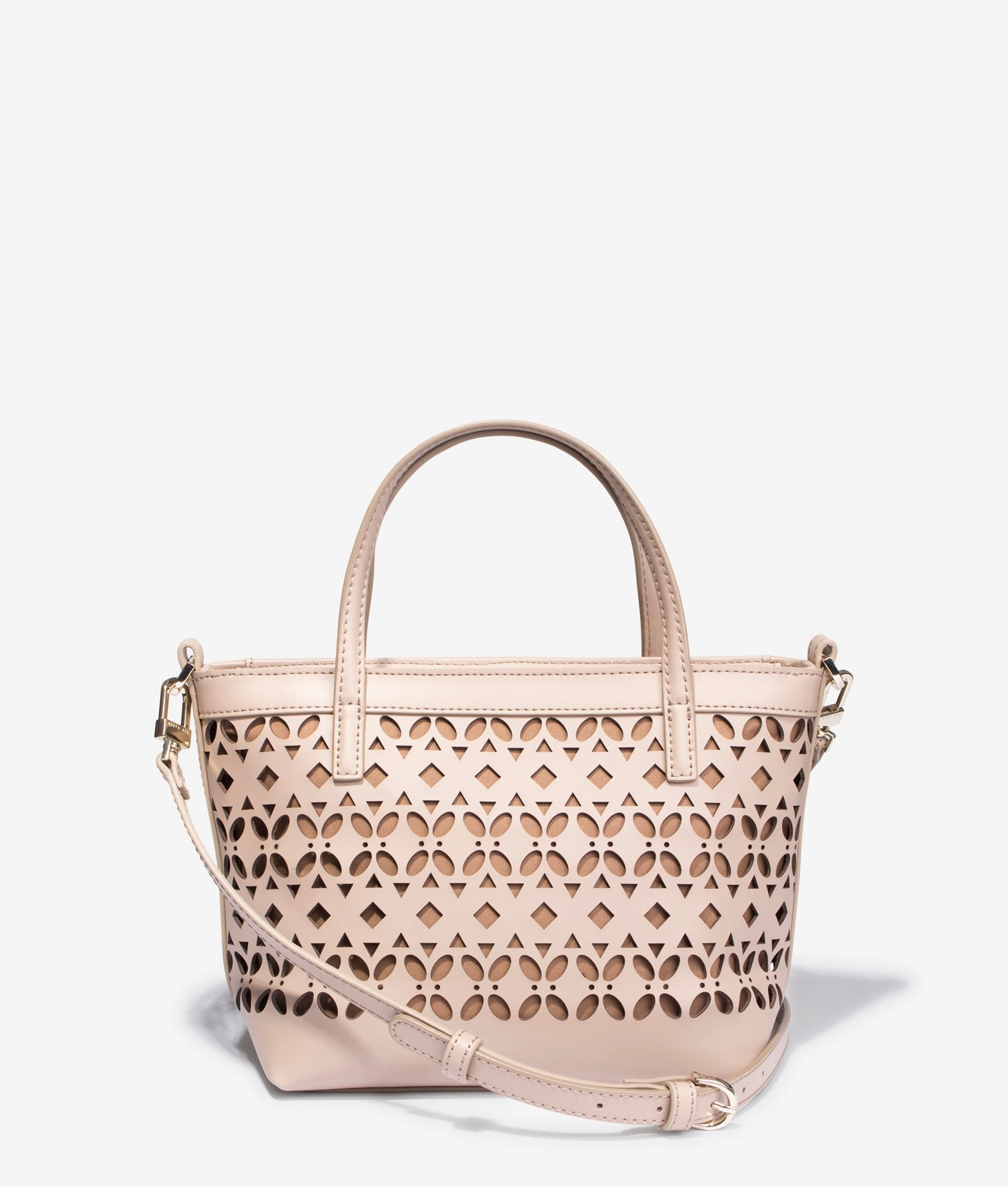 Lissann lazer cut mini shopper in taupe