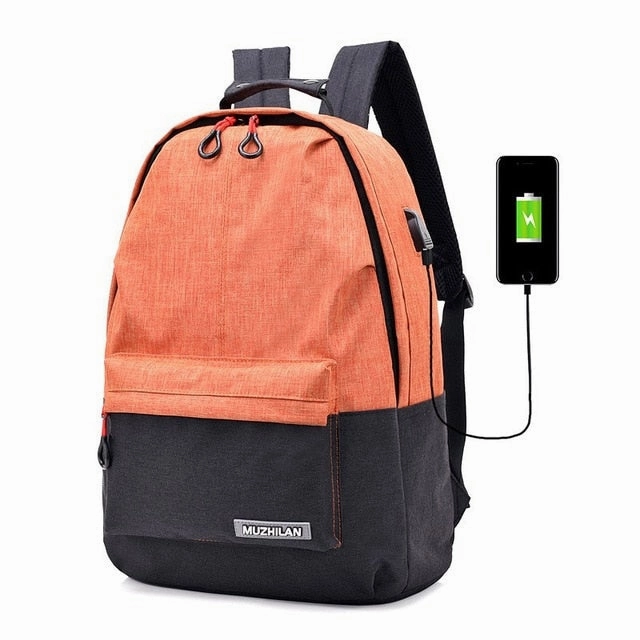 Litthing Backpacks Men Back Pack for School Bag Bagpack Women College Canvas Backpack usb Charger Charging Schoolbag Laptop