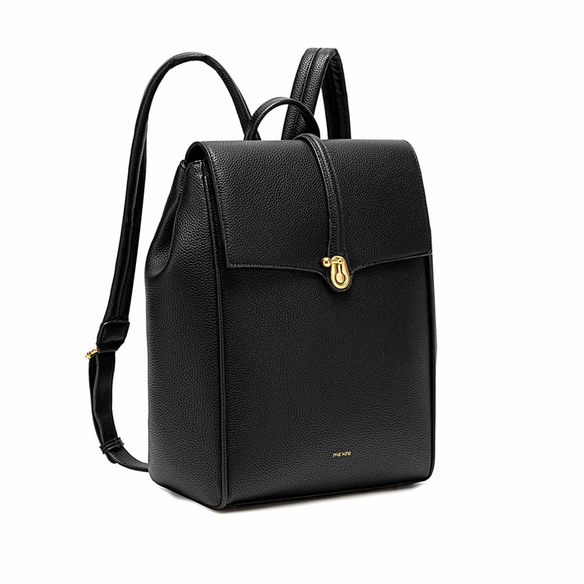 Lock Vegan Leather Backpack | Black Pebbled
