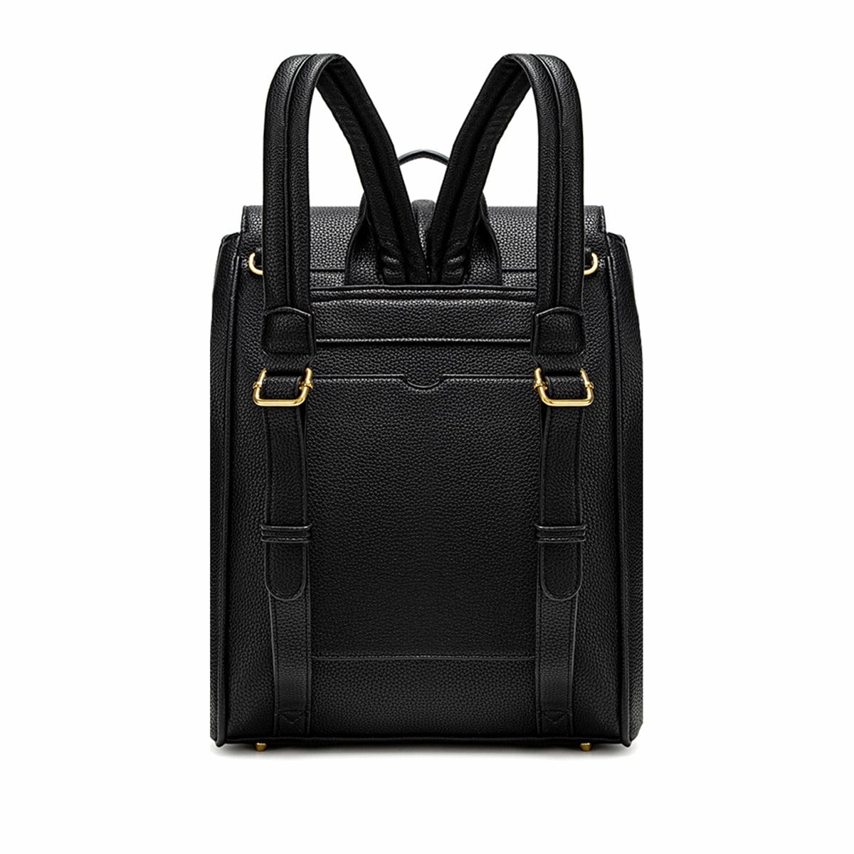 Lock Vegan Leather Backpack | Black Pebbled