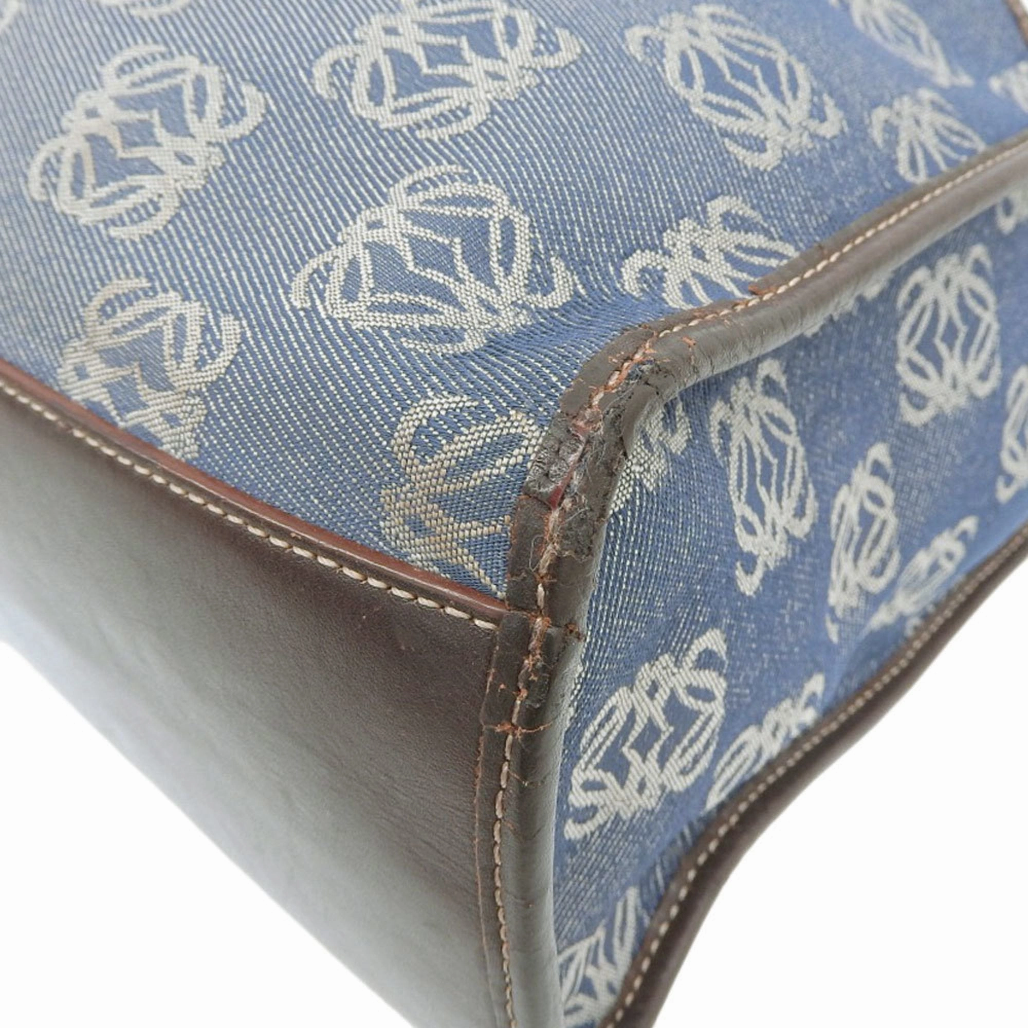 Loewe blue Canvas Leather Handbag Tote Bag (Pre-Owned)