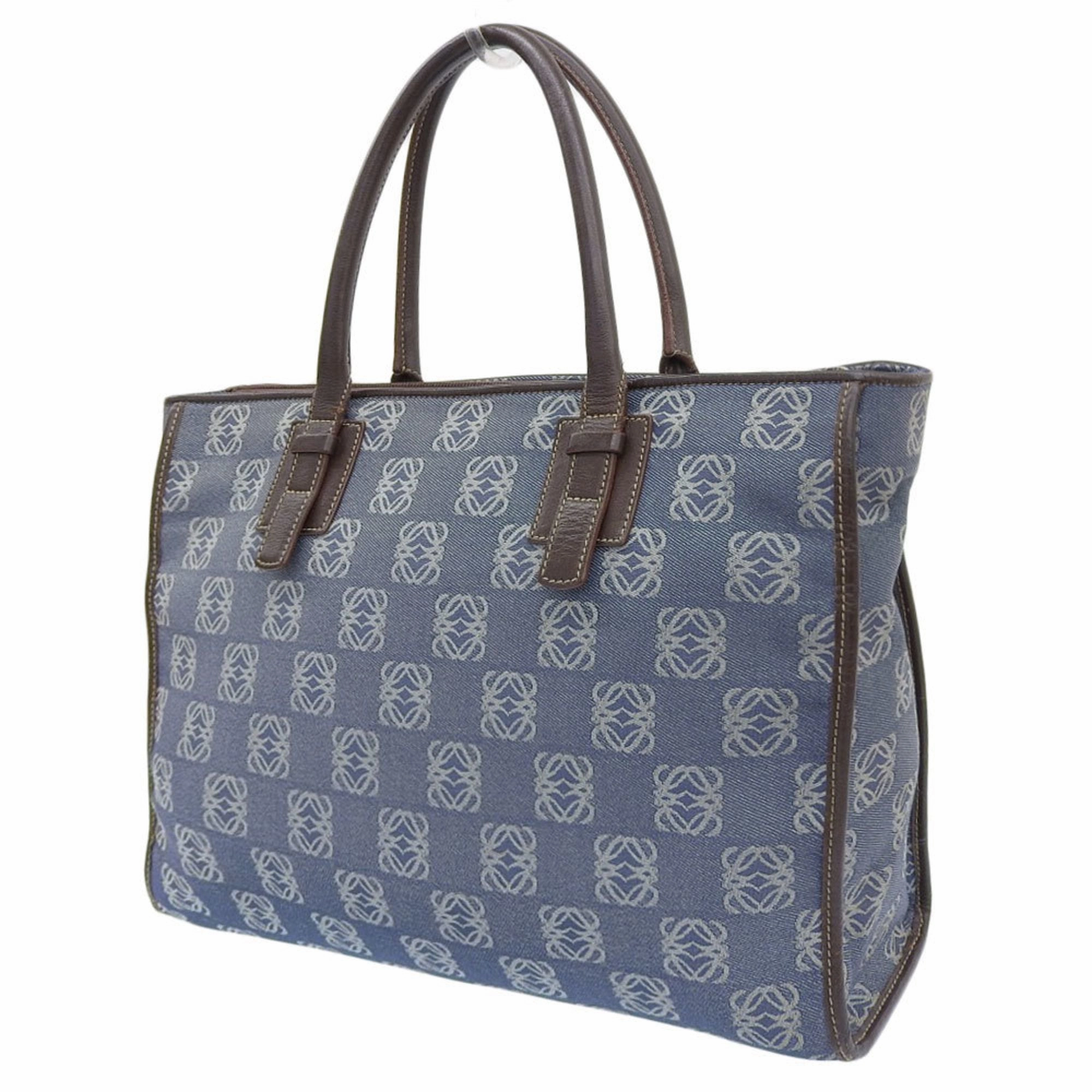 Loewe blue Canvas Leather Handbag Tote Bag (Pre-Owned)