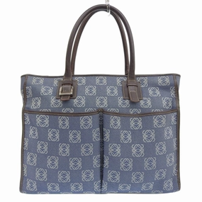 Loewe blue Canvas Leather Handbag Tote Bag (Pre-Owned)