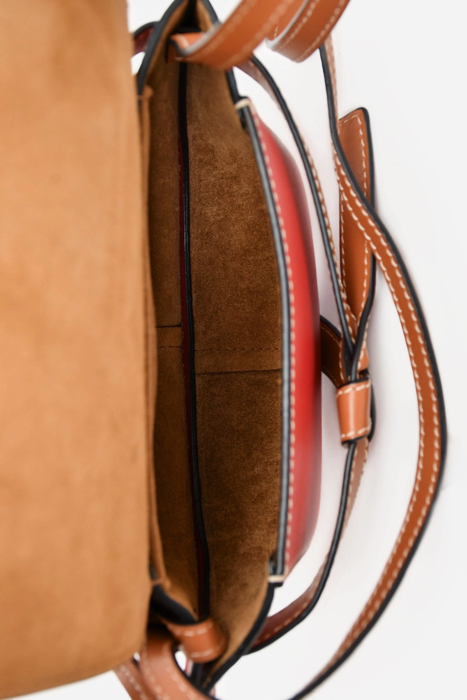Loewe Burgundy/Brown Leather Mini 'Gate' Crossbody Bag