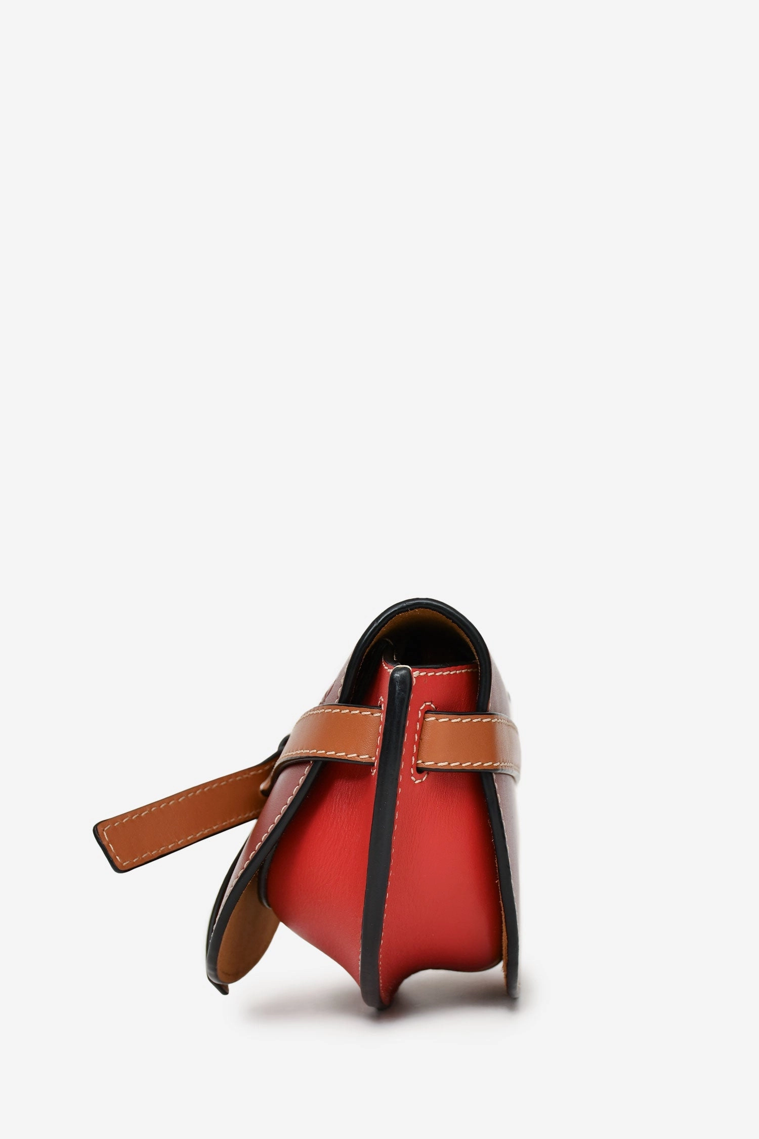 Loewe Burgundy/Brown Leather Mini 'Gate' Crossbody Bag