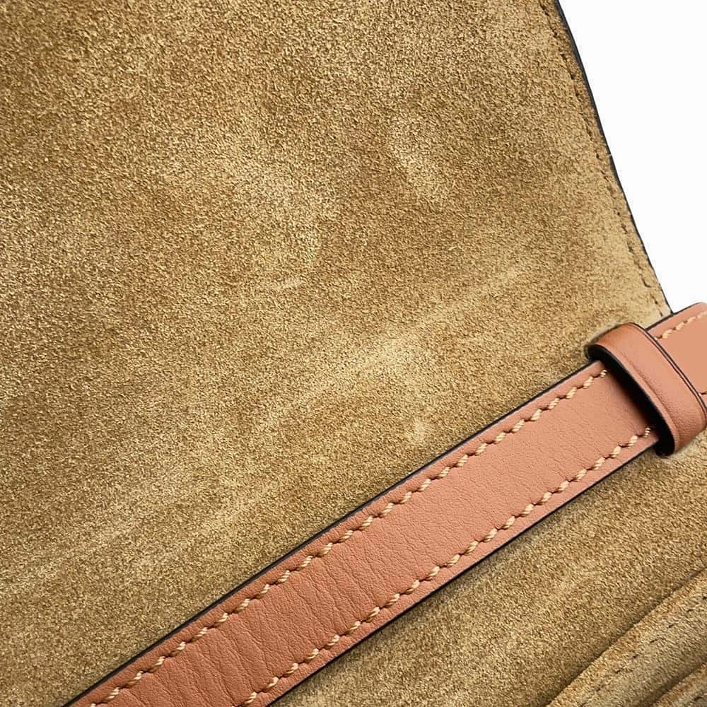 LOEWE Gate Shoulder Bag Beige/Brown Canvas Leather Size Mini