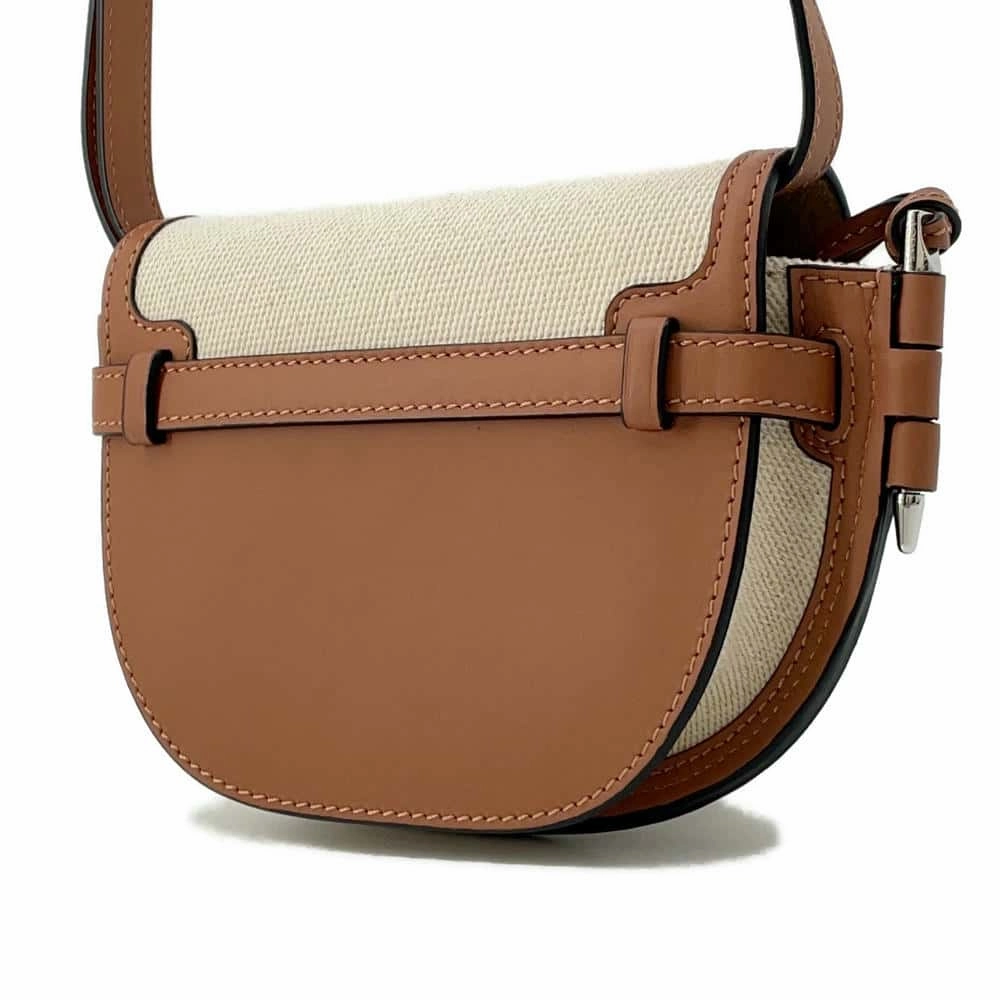 LOEWE Gate Shoulder Bag Beige/Brown Canvas Leather Size Mini