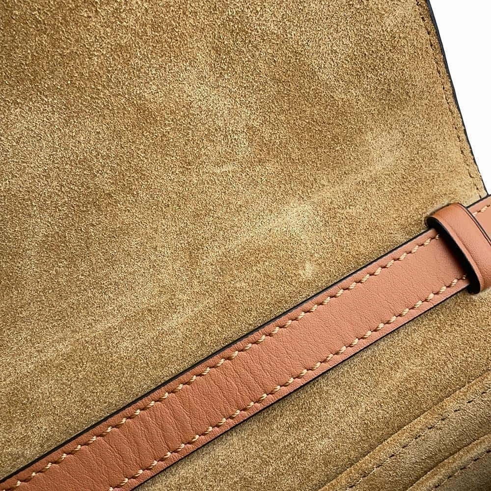 LOEWE Gate Shoulder Bag Beige/Brown Canvas Leather Size Mini