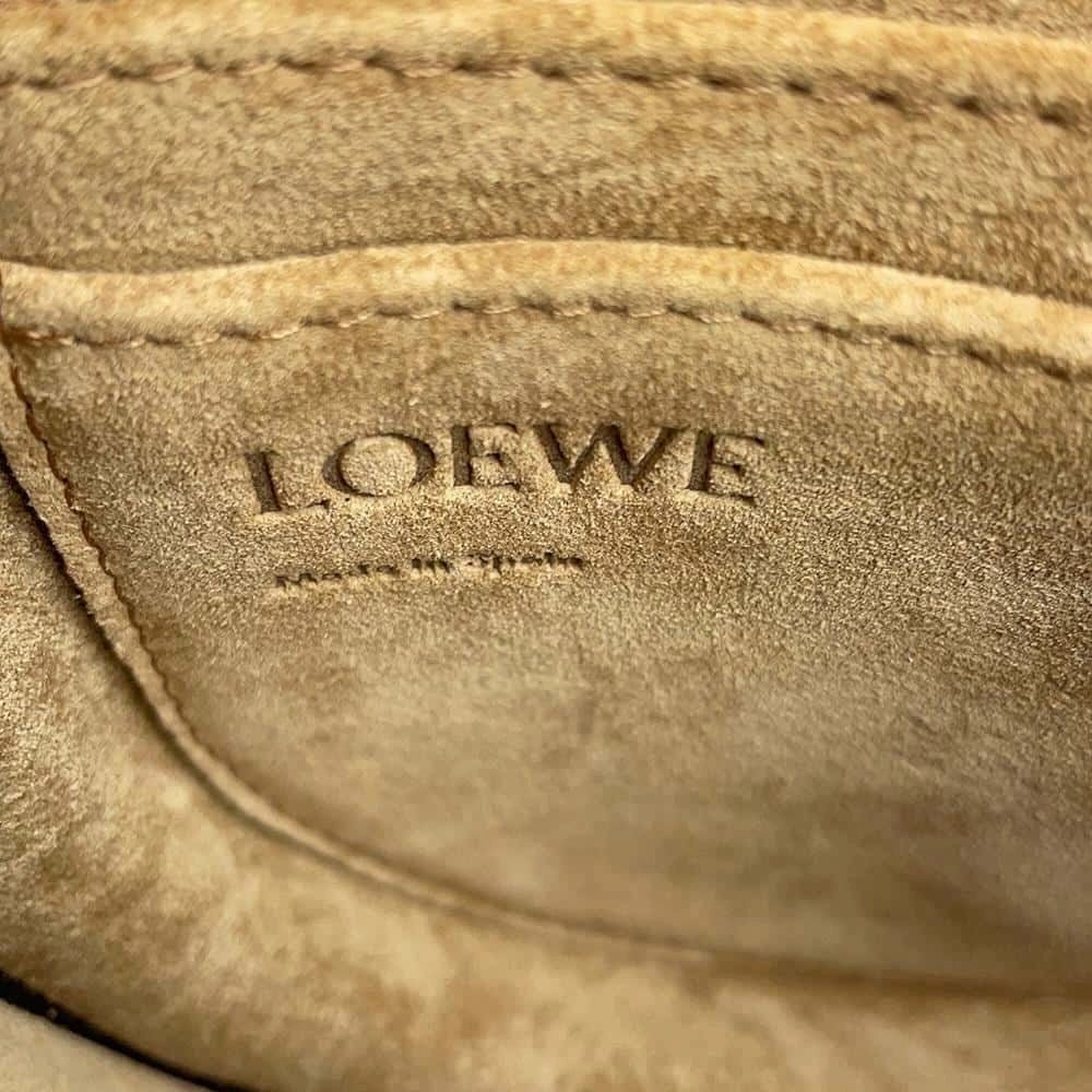 LOEWE Gate Shoulder Bag Beige/Brown Canvas Leather Size Mini