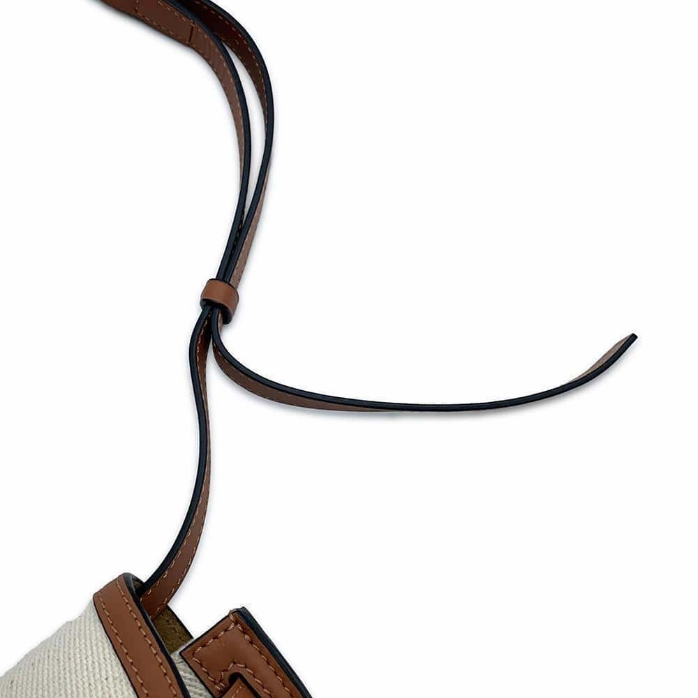 LOEWE Gate Shoulder Bag Beige/Brown Canvas Leather Size Mini