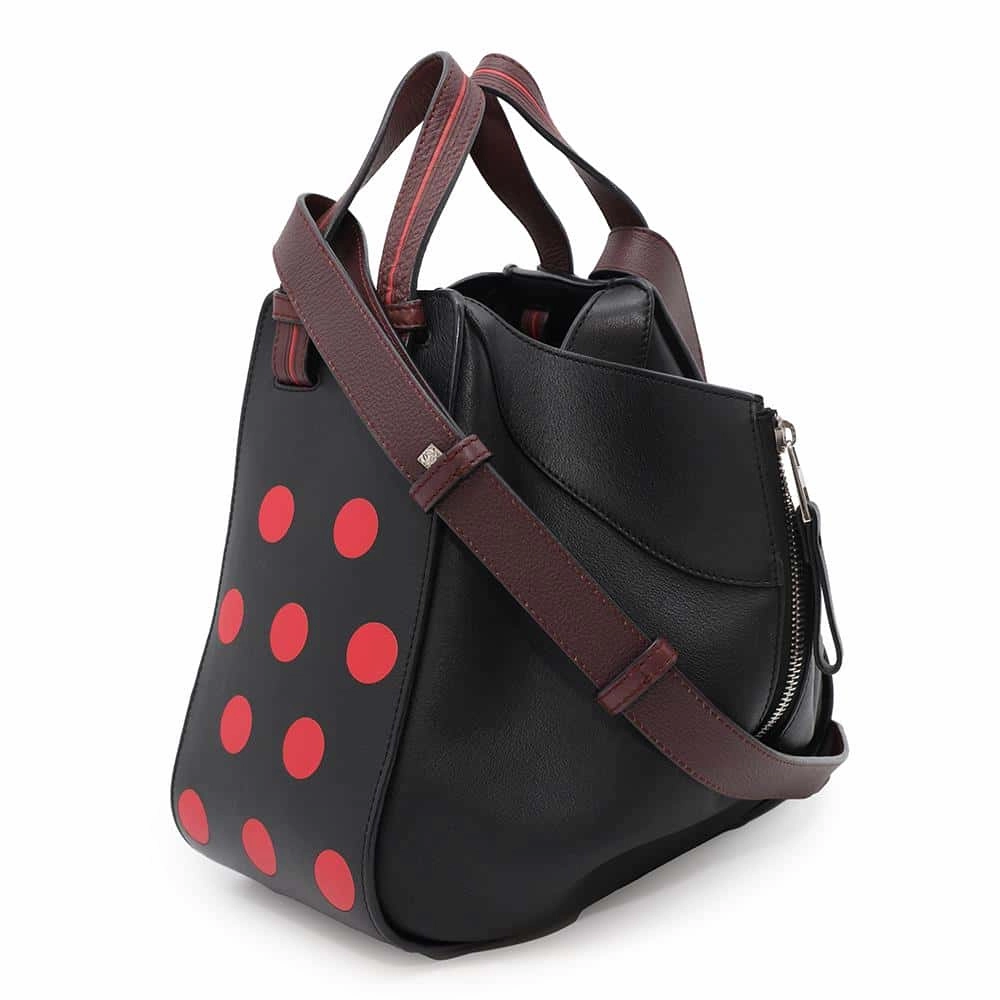 LOEWE Hammock Circle Shoulder Black/Red327.93.N60 Leather Size Small