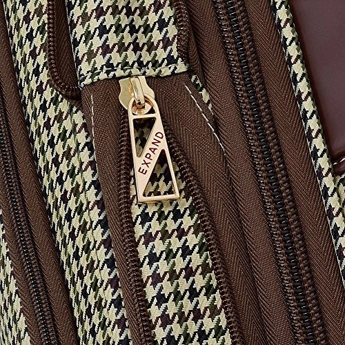 London Fog Cambridge II 4 Piece Set (Satchel, 20", 25", 29"), Olive Houndstooth
