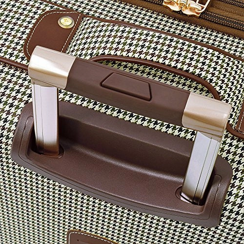 London Fog Cambridge II 4 Piece Set (Satchel, 20", 25", 29"), Olive Houndstooth