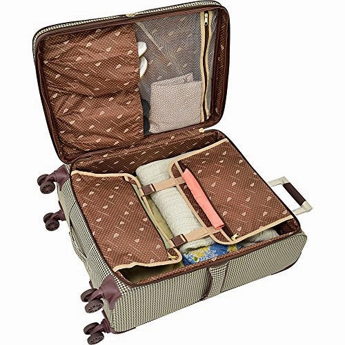 London Fog Cambridge II 4 Piece Set (Satchel, 20", 25", 29"), Olive Houndstooth