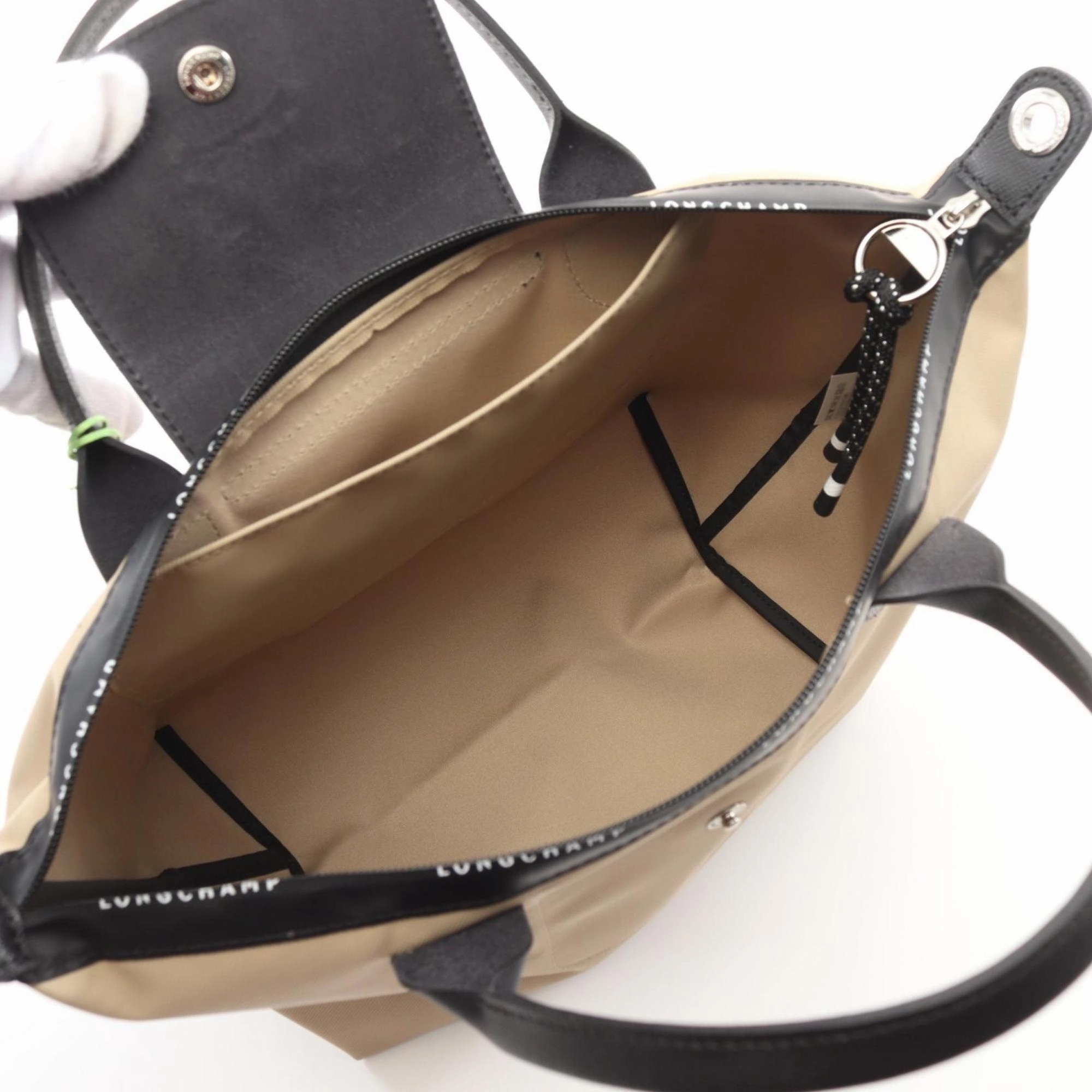 Longchamp  Canvas Leather Tote Bag (Pre-Owned)