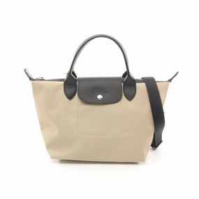 Longchamp  Canvas Leather Tote Bag (Pre-Owned)