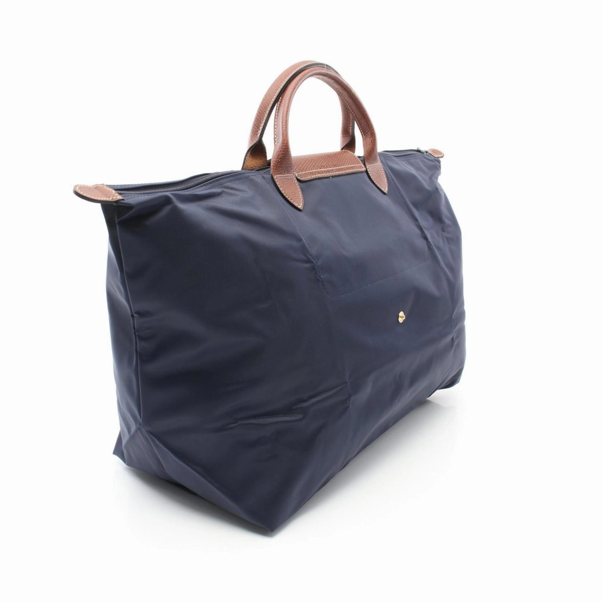 Longchamp  Navy Nylon Leather Tote Bag