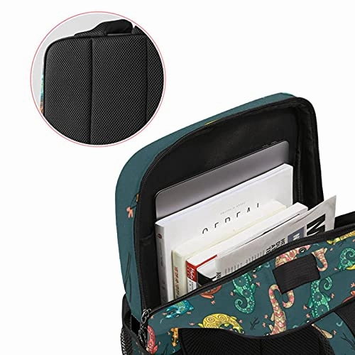 LORVIES Colorful Reptile Lizard School Bag for Student Bookbag Women Travel Backpack Casual Daypack Travel Hiking Camping