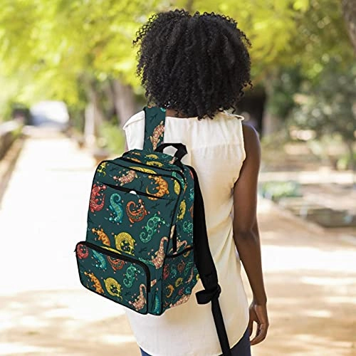 LORVIES Colorful Reptile Lizard School Bag for Student Bookbag Women Travel Backpack Casual Daypack Travel Hiking Camping