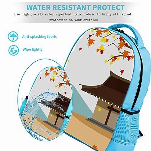 LORVIES Japanese Autumn Maple House Fuji Mountain Backpack Kids School Book Bags for Elementary Primary Schooler for Boys