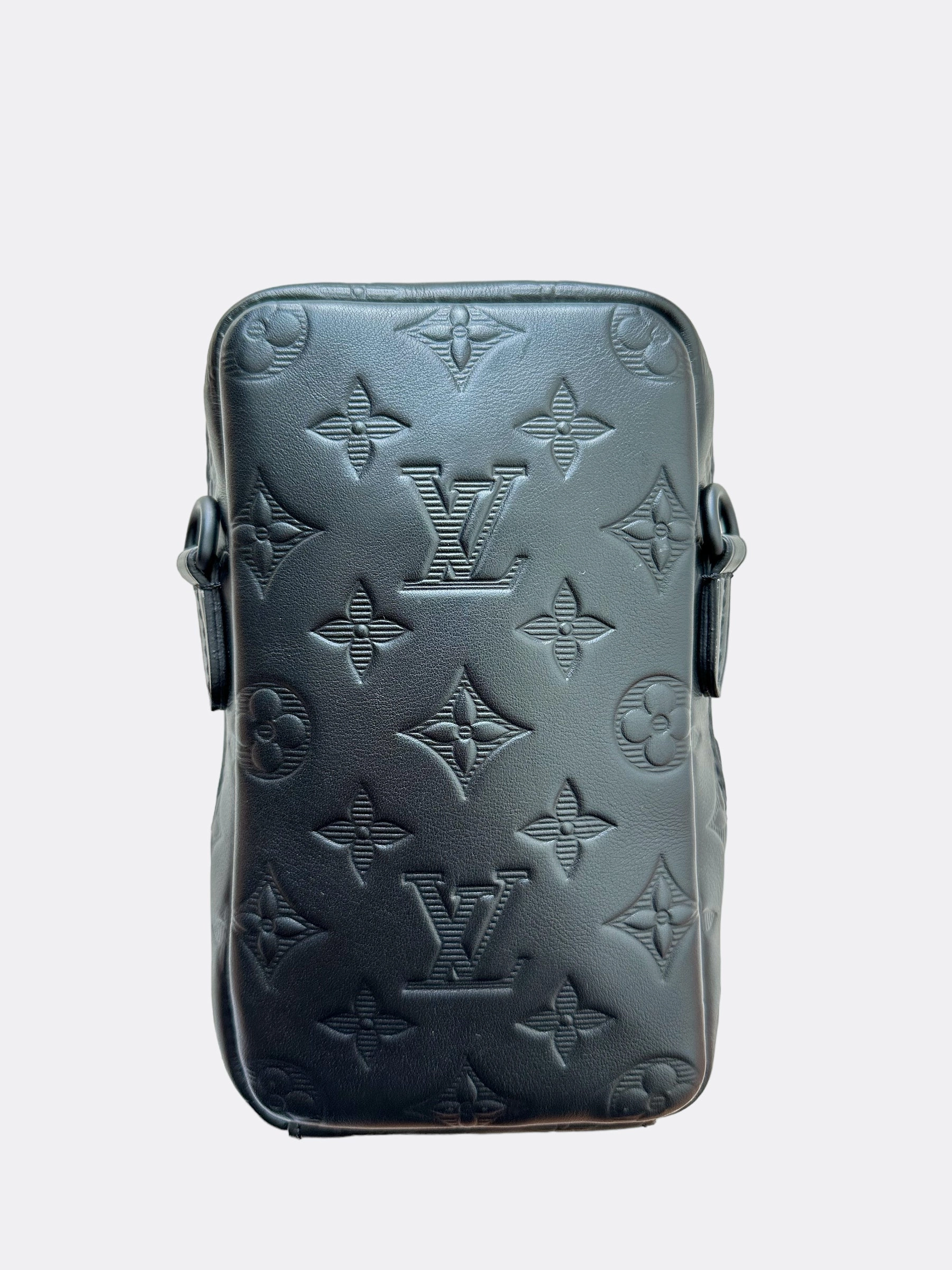 Louis Vuitton Black Shadow Monogram Double Phone Pouch NM