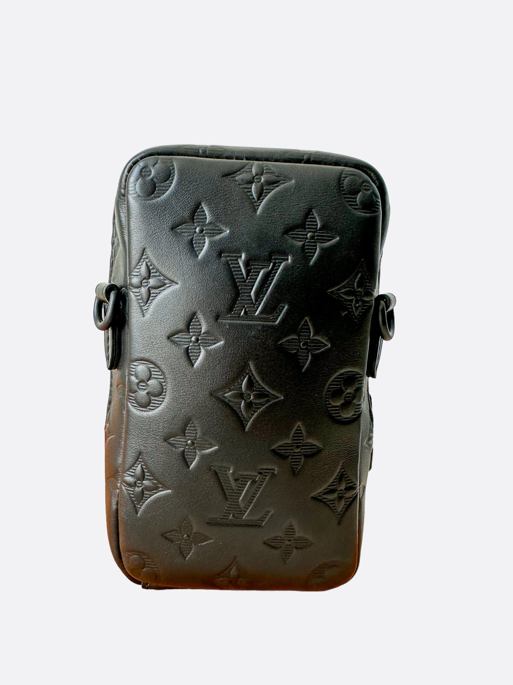Louis Vuitton Black Shadow Monogram Double Phone Pouch NM