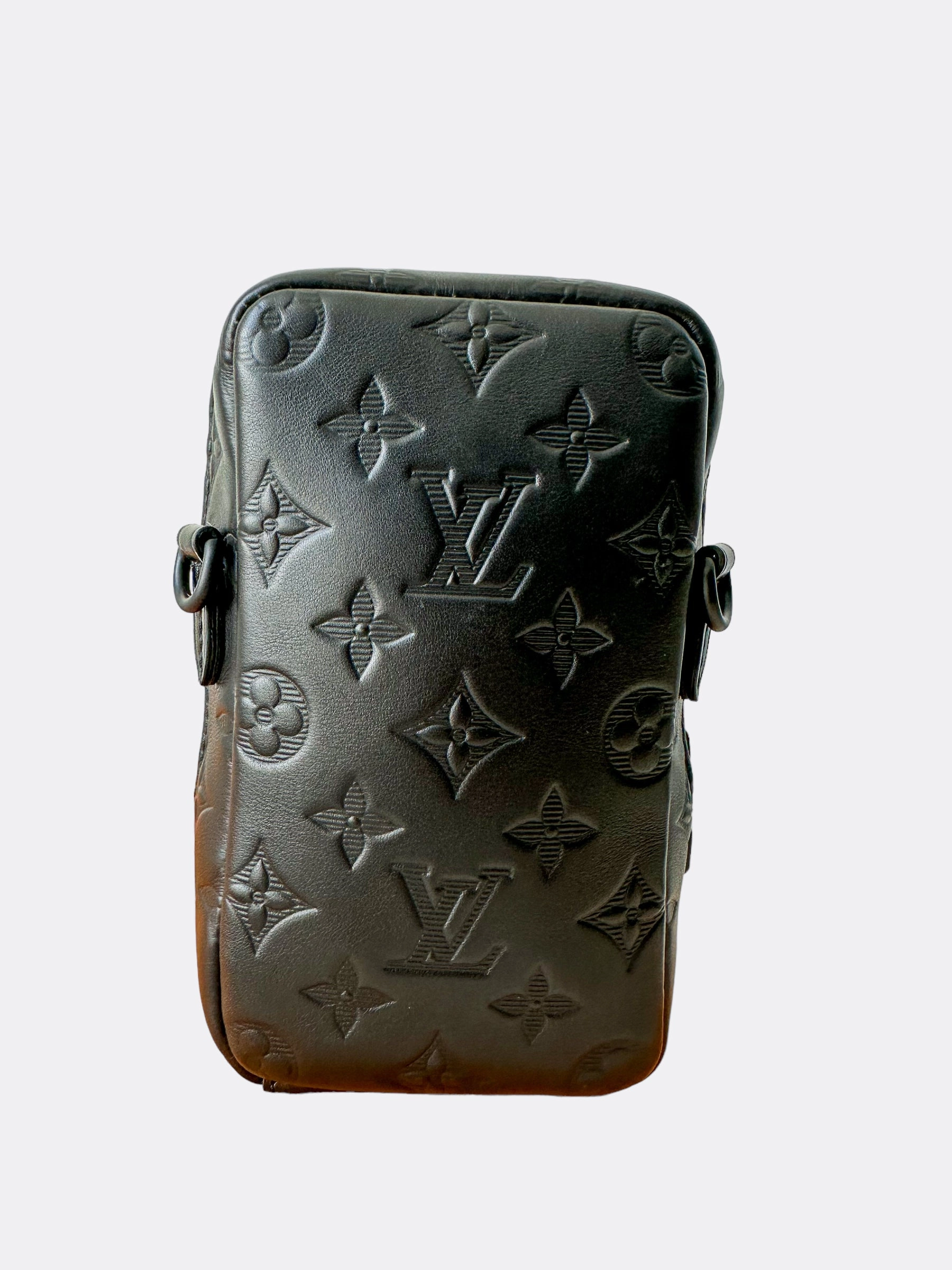 Louis Vuitton Black Shadow Monogram Double Phone Pouch NM