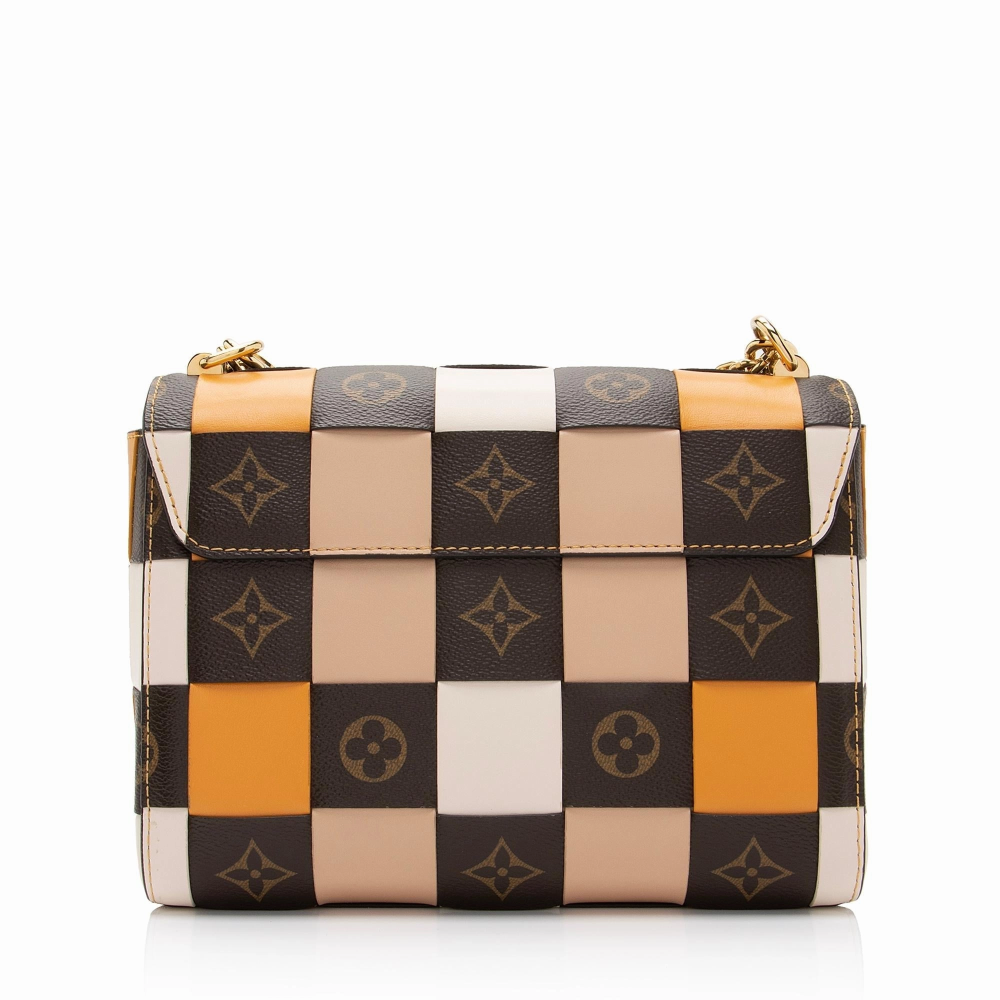 Louis Vuitton Calfskin Check Monogram Twist MM Shoulder Bag (SHF-m6U5mW)