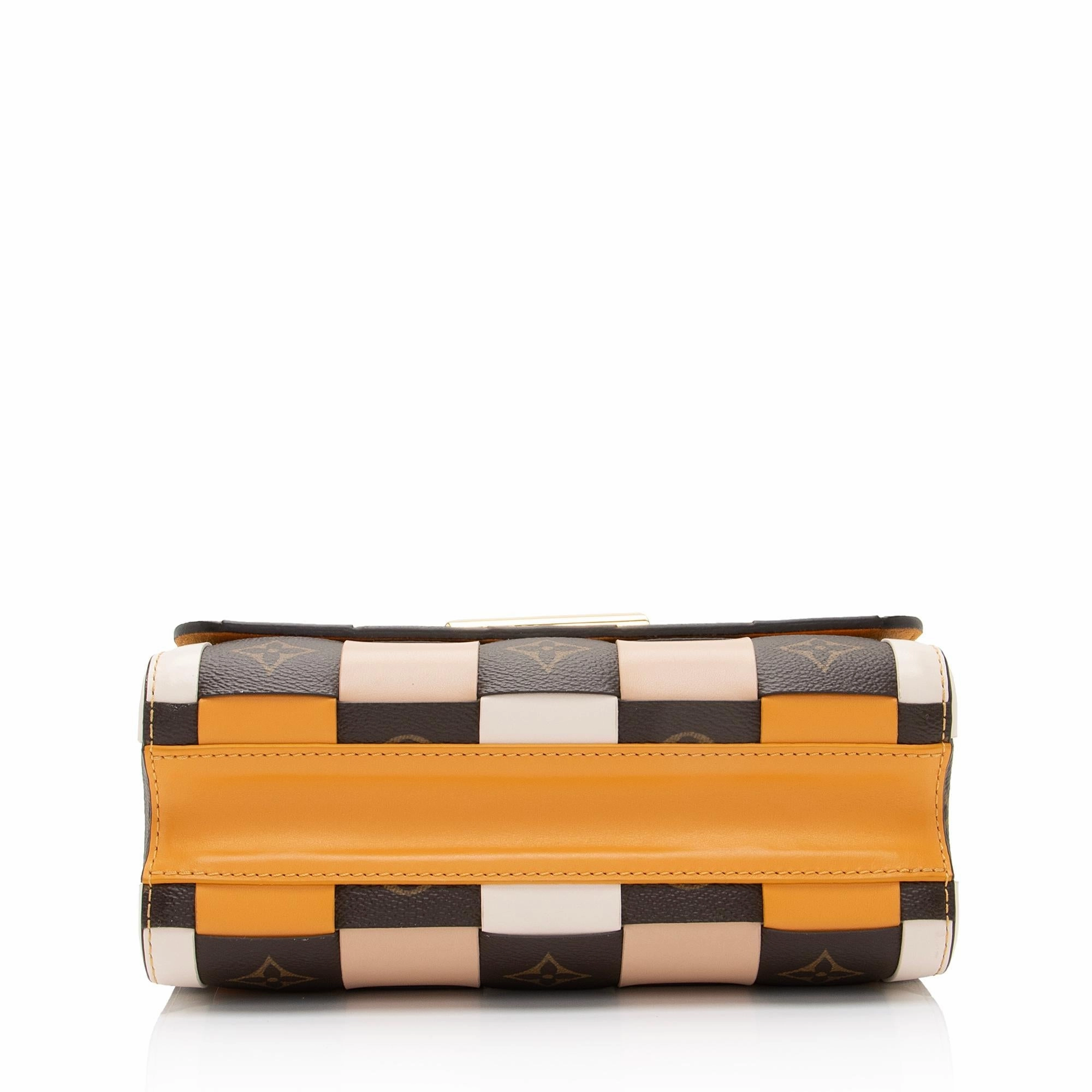 Louis Vuitton Calfskin Check Monogram Twist MM Shoulder Bag (SHF-m6U5mW)