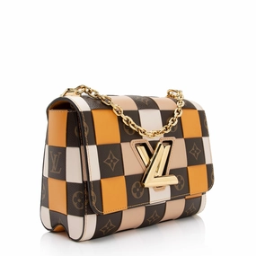 Louis Vuitton Calfskin Check Monogram Twist MM Shoulder Bag (SHF-m6U5mW)