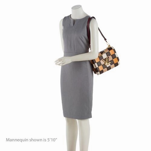 Louis Vuitton Calfskin Check Monogram Twist MM Shoulder Bag (SHF-m6U5mW)