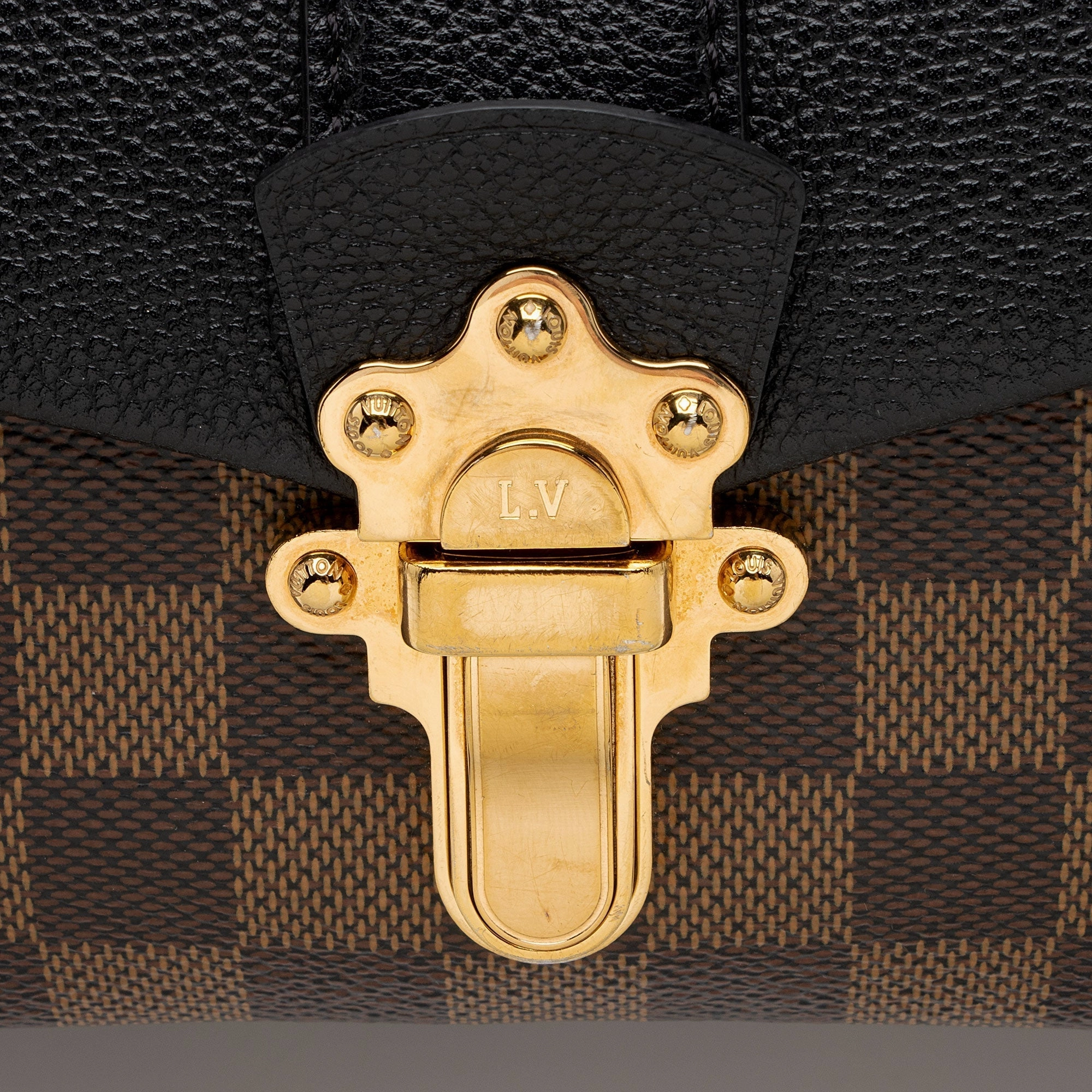 Louis Vuitton Damier Ebene Calfskin Clapton PM Shoulder Bag (SHF-1qRtRy)