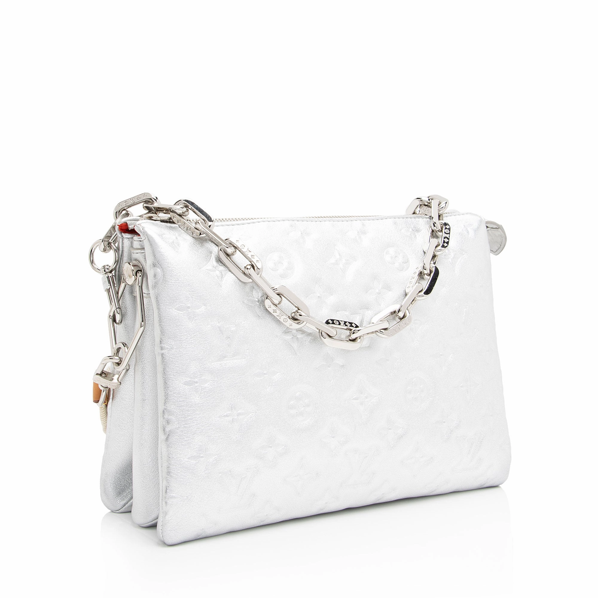 Louis Vuitton Monogram Embossed Metallic Lambskin Coussin PM Shoulder Bag (SHF-vZC5uL)