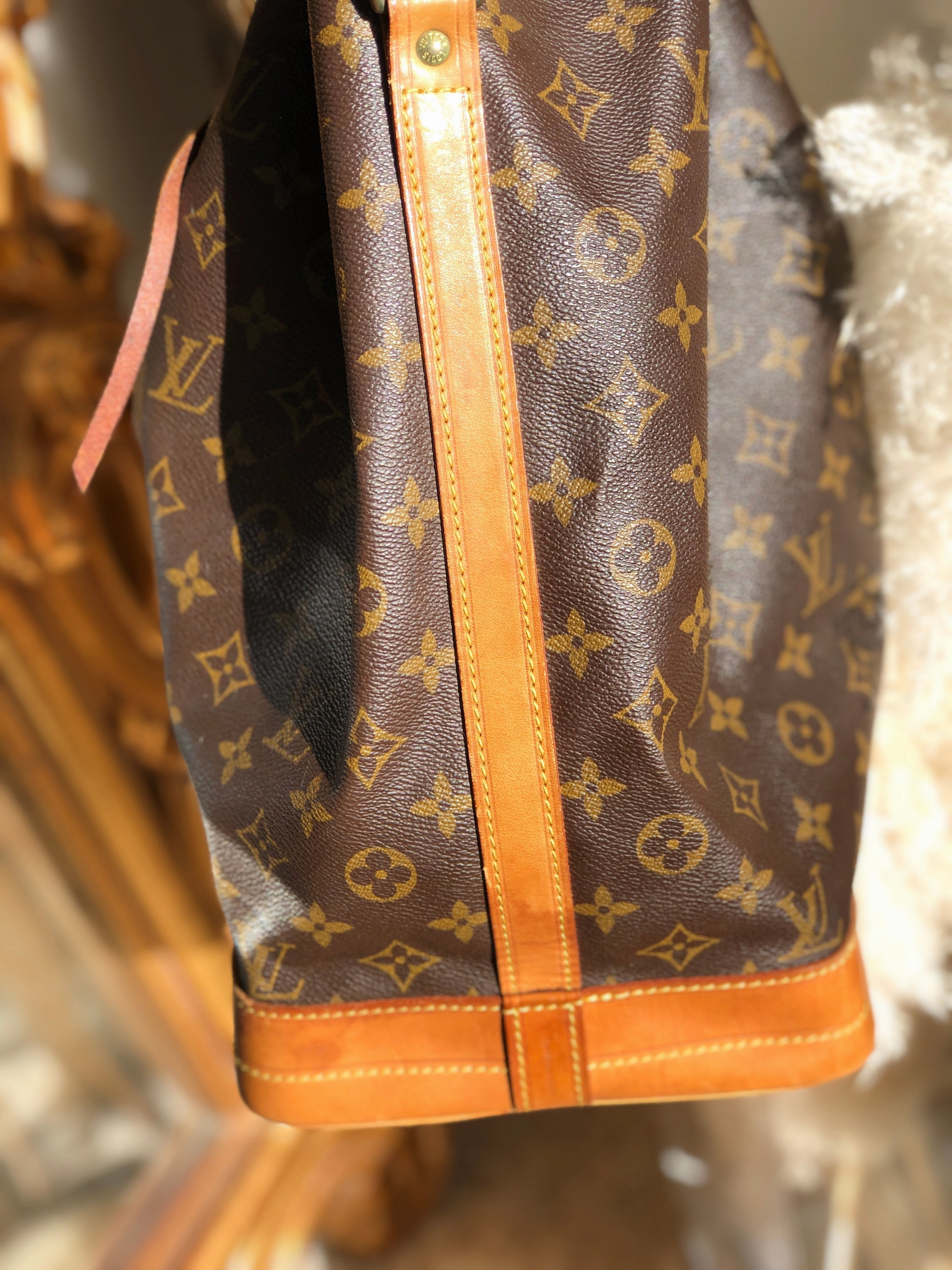 LOUIS VUITTON Monogram Noe M42224 Drawstring Shoulder bag Brown Vintage Old m7wx8x