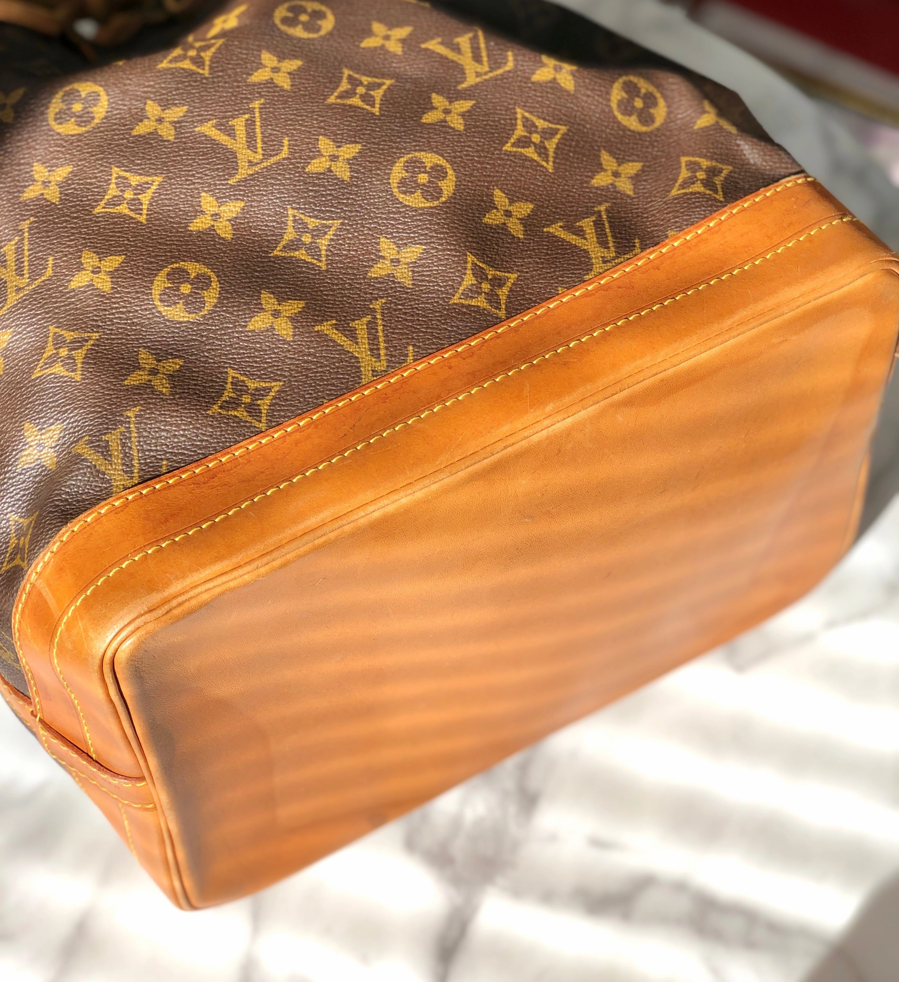 LOUIS VUITTON Monogram Noe M42224 Drawstring Shoulder bag Brown Vintage Old m7wx8x