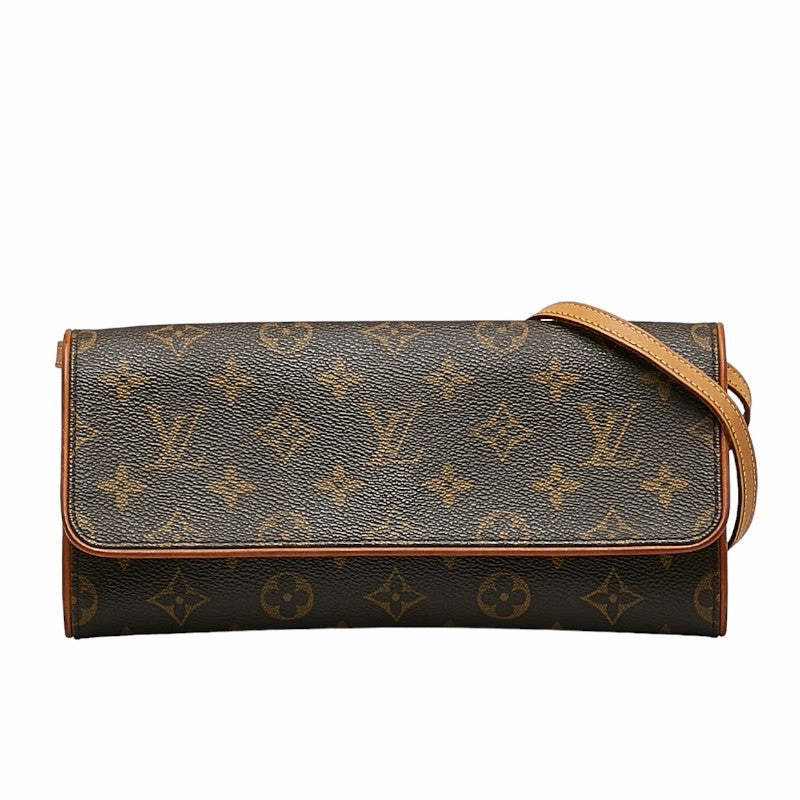 Louis Vuitton Monogram Pocket Twin GM Shoulder Bag M51852 Brown PVC Leather Lady Louis Vuitton