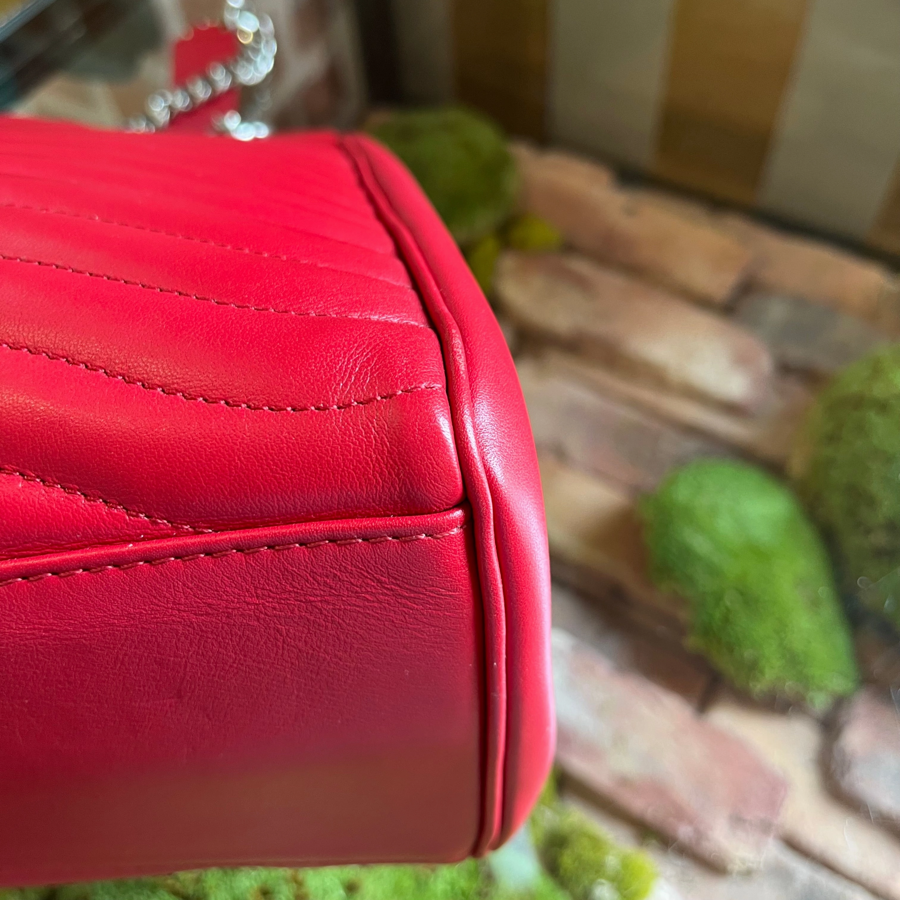 LOUIS VUITTON New Wave Red Leather Chain Tote Bag