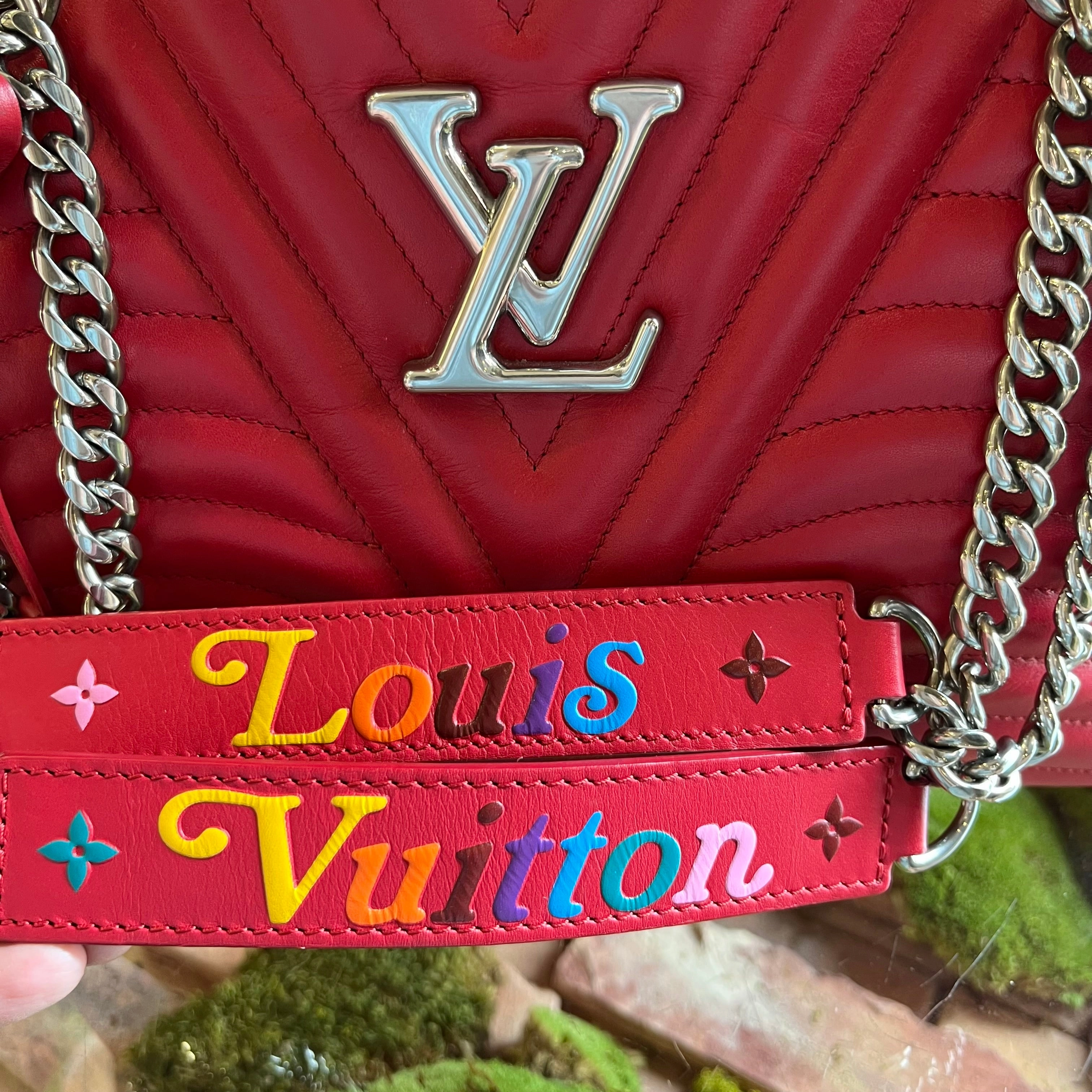 LOUIS VUITTON New Wave Red Leather Chain Tote Bag