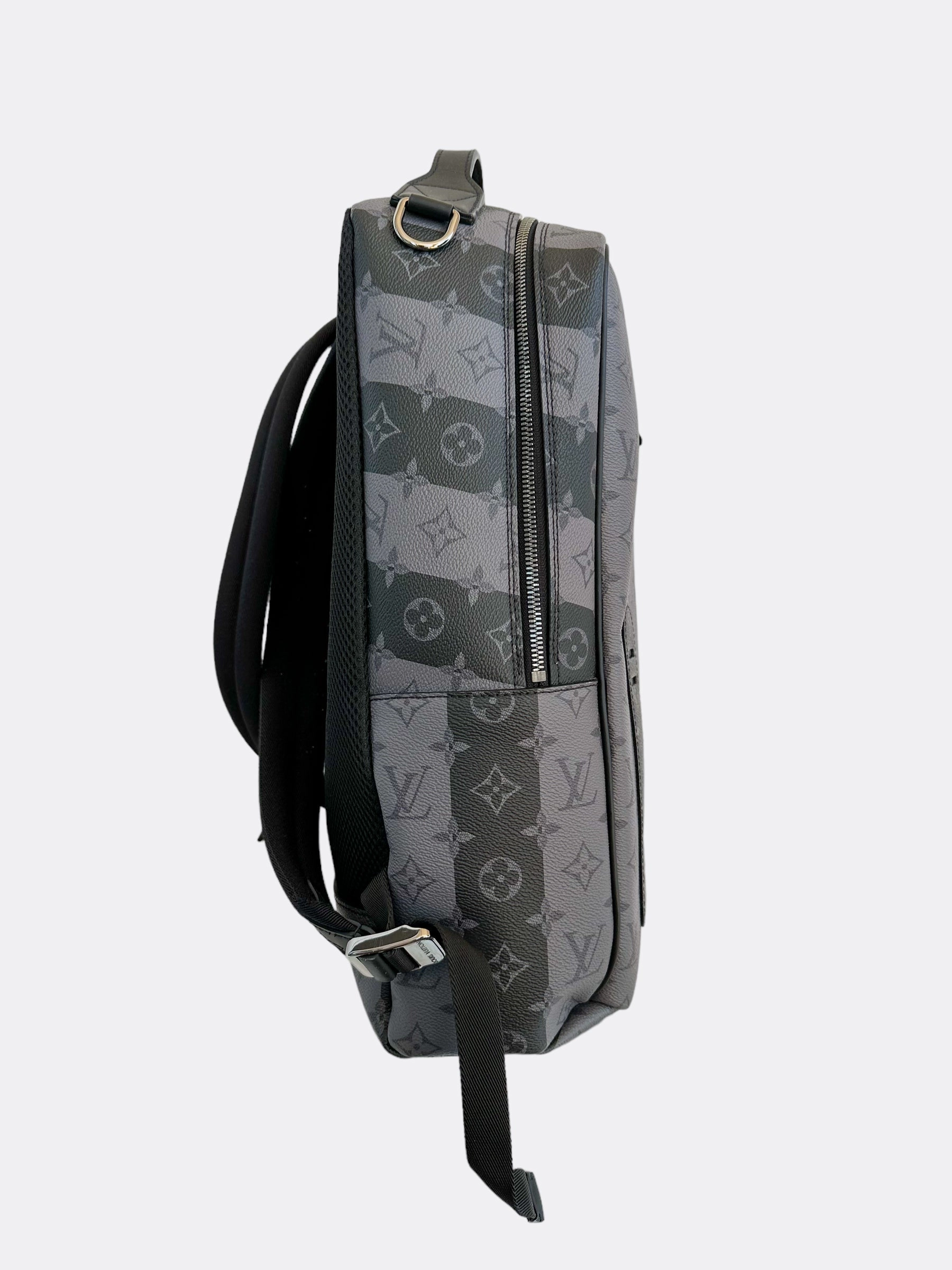 Louis Vuitton Nigo Grey Striped Monogram Utilitary Backpack