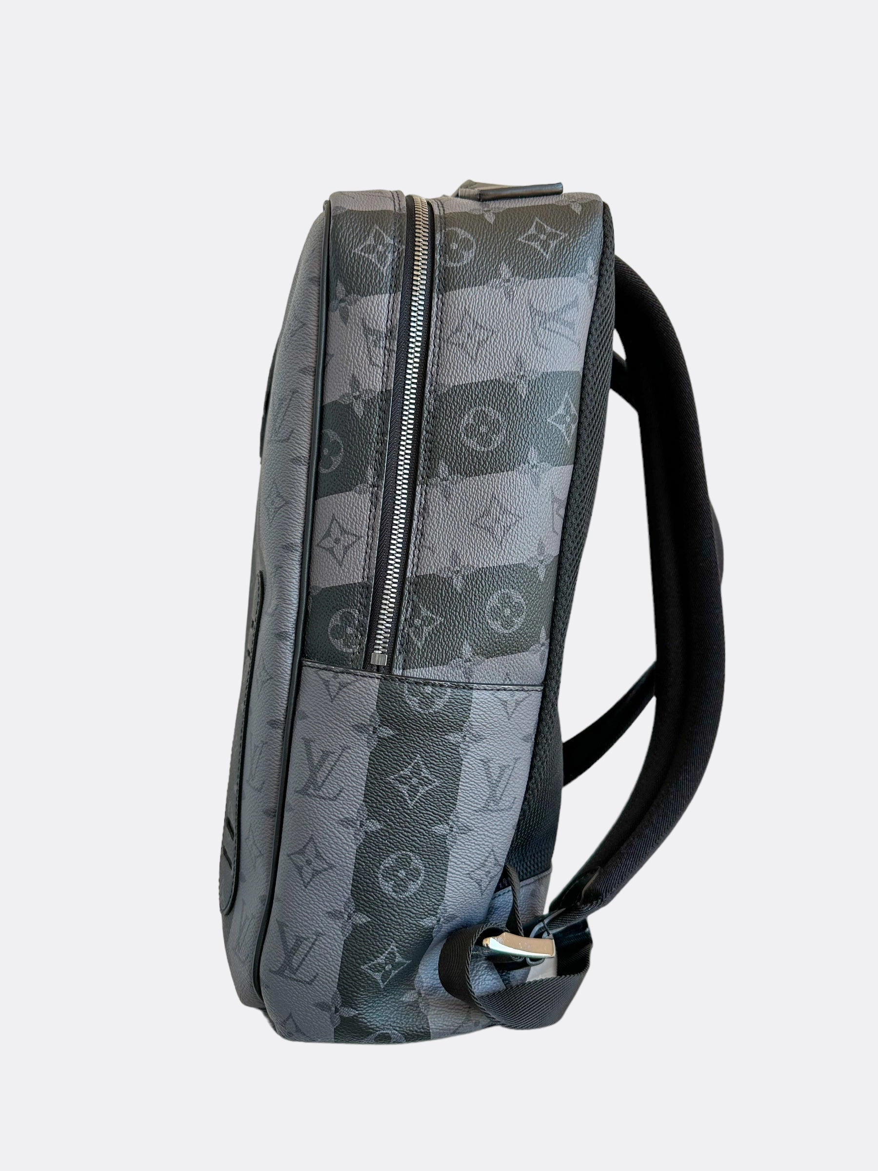 Louis Vuitton Nigo Grey Striped Monogram Utilitary Backpack