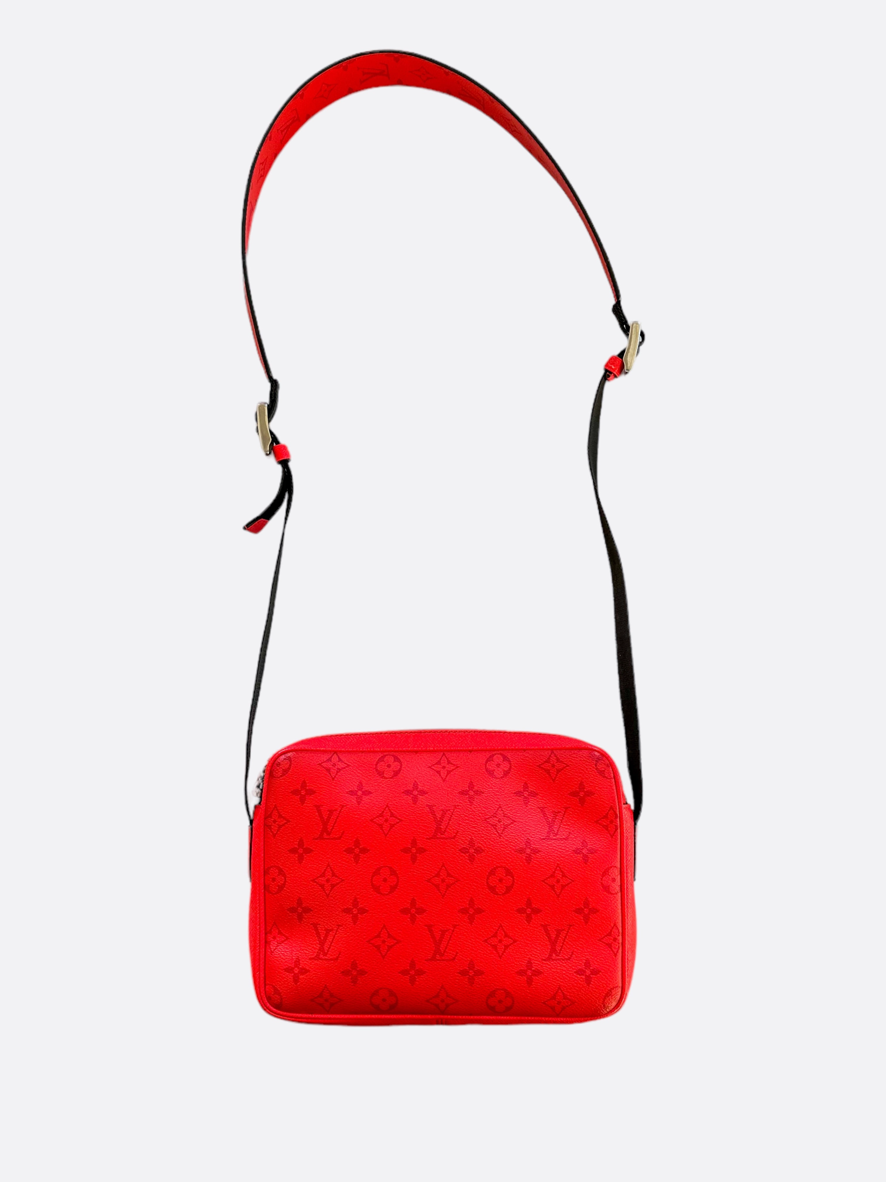 Louis Vuitton Red Taigarama Monogram Outdoor Messenger Bag