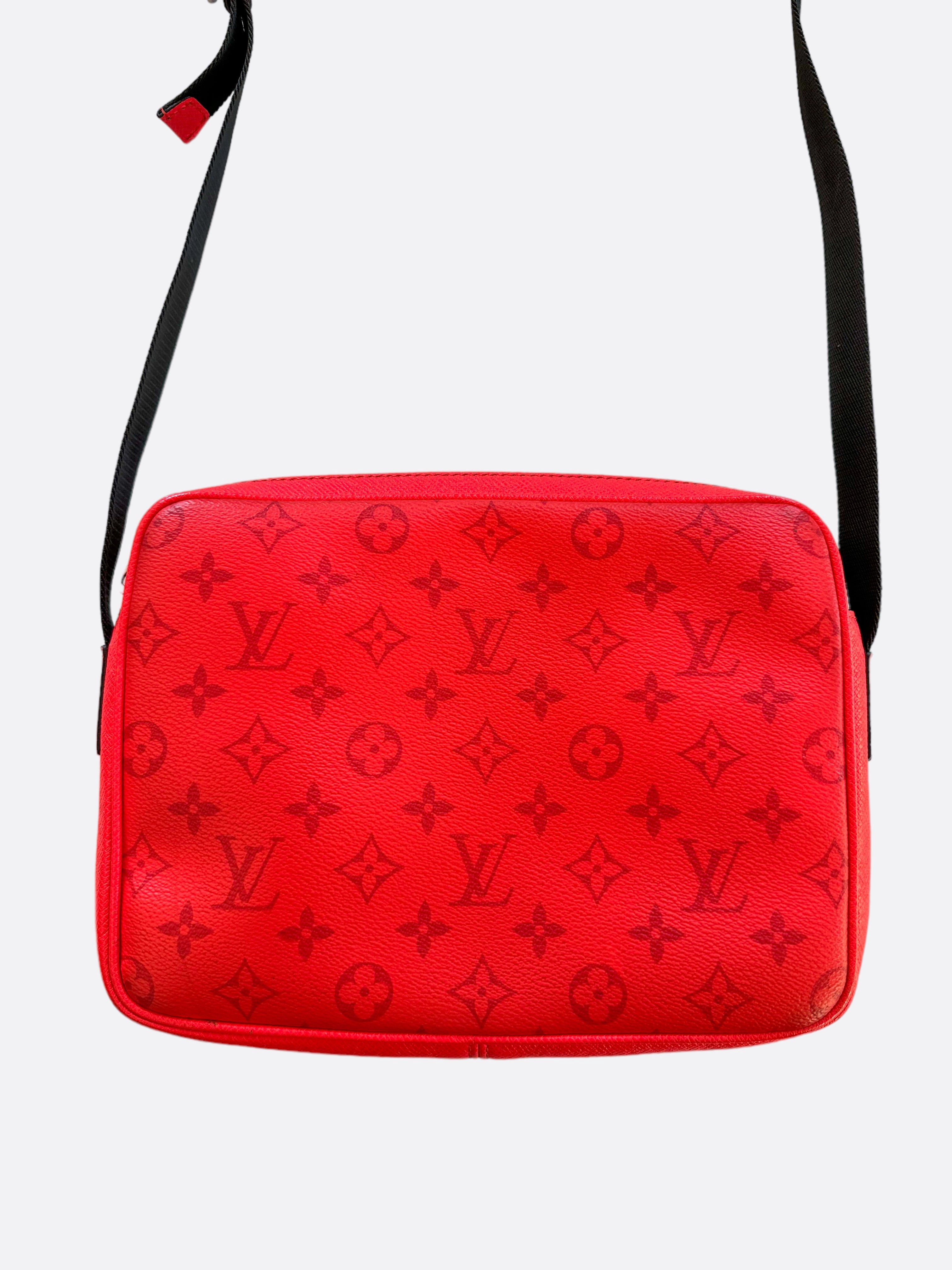 Louis Vuitton Red Taigarama Monogram Outdoor Messenger Bag