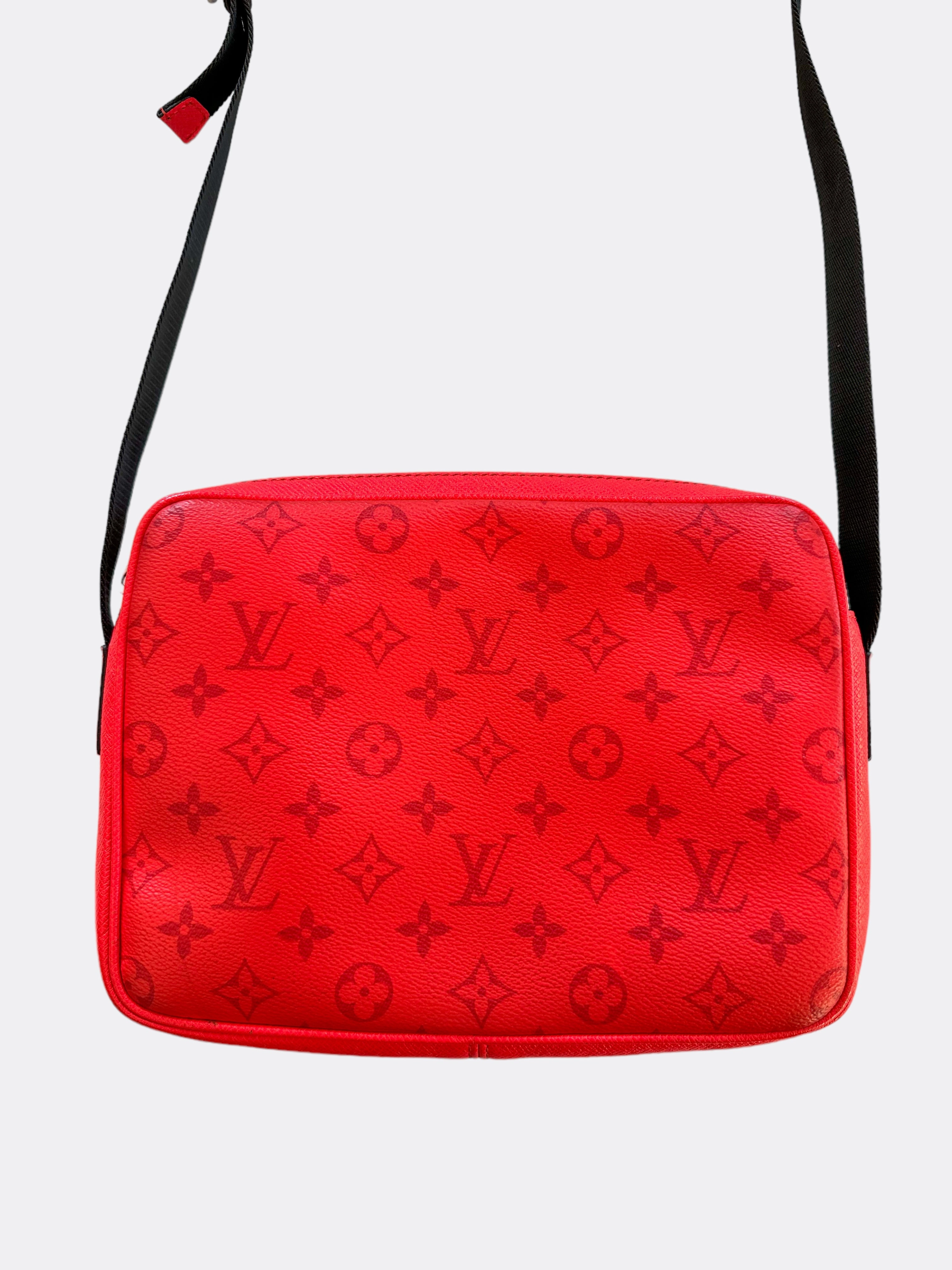 Louis Vuitton Red Taigarama Monogram Outdoor Messenger Bag
